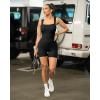 imageOQQ Women 2 Piece Rompers Yoga Stretch Strappy Square Neck Sleeveless Exercise RompersBlack red