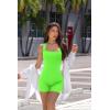 imageOQQ Women 2 Piece Rompers Yoga Stretch Strappy Square Neck Sleeveless Exercise RompersRose1 fluorescent Green