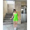 imageOQQ Women 2 Piece Rompers Yoga Stretch Strappy Square Neck Sleeveless Exercise RompersRose1 fluorescent Green