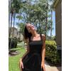 imageOQQ Women Jumpsuits Dressy Casual Sleeveless Square Neck One Piece Outfits Causal Wide Leg Jumpsuit Black