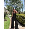 imageOQQ Women Jumpsuits Dressy Casual Sleeveless Square Neck One Piece Outfits Causal Wide Leg Jumpsuit Black