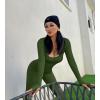imageOQQ Women Long Sleeve Yoga Jumpsuits Workout Ribbed Bodysuits Pants Sexy One PieceArmygreen