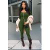 imageOQQ Women Long Sleeve Yoga Jumpsuits Workout Ribbed Bodysuits Pants Sexy One PieceArmygreen