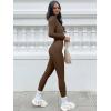 imageOQQ Women Long Sleeve Yoga Jumpsuits Workout Ribbed Bodysuits Pants Sexy One PieceCoffee