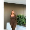 imageOQQ Women Long Sleeve Yoga Jumpsuits Workout Ribbed Bodysuits Pants Sexy One PieceCoffee