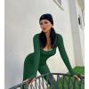 imageOQQ Women Long Sleeve Yoga Jumpsuits Workout Ribbed Bodysuits Pants Sexy One PieceDarkgreen