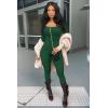 imageOQQ Women Long Sleeve Yoga Jumpsuits Workout Ribbed Bodysuits Pants Sexy One PieceDarkgreen