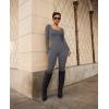 imageOQQ Women Long Sleeve Yoga Jumpsuits Workout Ribbed Bodysuits Pants Sexy One PieceDarkgrey