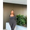 imageOQQ Women Long Sleeve Yoga Jumpsuits Workout Ribbed Bodysuits Pants Sexy One PieceDarkgrey