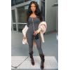 imageOQQ Women Long Sleeve Yoga Jumpsuits Workout Ribbed Bodysuits Pants Sexy One PieceDarkgrey