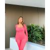 imageOQQ Women Long Sleeve Yoga Jumpsuits Workout Ribbed Bodysuits Pants Sexy One PieceFluorescent Pink a