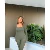 imageOQQ Women Long Sleeve Yoga Jumpsuits Workout Ribbed Bodysuits Pants Sexy One PieceLight Grey Green