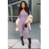 imageOQQ Women Long Sleeve Yoga Jumpsuits Workout Ribbed Bodysuits Pants Sexy One PieceTaro Purple