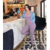 imageOQQ Women Long Sleeve Yoga Jumpsuits Workout Ribbed Bodysuits Pants Sexy One PieceTaro Purple