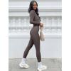 imageOQQ Women Long Sleeve Yoga Jumpsuits Workout Ribbed Bodysuits Pants Sexy One PieceTea Leaf