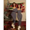imageOQQ Women Long Sleeve Yoga Jumpsuits Workout Ribbed Bodysuits Pants Sexy One PieceTea Leaf