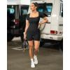imageOQQ Women Short Sleeve Rompers Yoga Stretch Square Neck Exercise RompersBlack