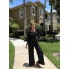 imageOQQ Women Wide Leg Pants Jumpsuits One Piece Long Sleeve Square Neck JumpsuitsBlack