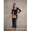 imageOQQ Women Wide Leg Pants Jumpsuits One Piece Long Sleeve Square Neck JumpsuitsBlack