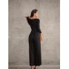 imageOQQ Women Wide Leg Pants Jumpsuits One Piece Long Sleeve Square Neck JumpsuitsBlack
