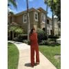 imageOQQ Women Wide Leg Pants Jumpsuits One Piece Long Sleeve Square Neck JumpsuitsCaramel