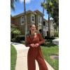 imageOQQ Women Wide Leg Pants Jumpsuits One Piece Long Sleeve Square Neck JumpsuitsCaramel