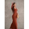 imageOQQ Women Wide Leg Pants Jumpsuits One Piece Long Sleeve Square Neck JumpsuitsCaramel