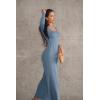 imageOQQ Women Wide Leg Pants Jumpsuits One Piece Long Sleeve Square Neck JumpsuitsHaze Blue