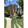 imageOQQ Women Wide Leg Pants Jumpsuits One Piece Long Sleeve Square Neck JumpsuitsPea Green