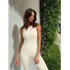 imageOQQ Women Yoga Jumpsuits Ribbed Crew Neck Sleeveless Bell Bottoms Flare JumpsuitsBeige