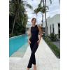 imageOQQ Women Yoga Jumpsuits Ribbed Crew Neck Sleeveless Bell Bottoms Flare JumpsuitsBlack