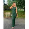 imageOQQ Women Yoga Jumpsuits Ribbed Crew Neck Sleeveless Bell Bottoms Flare JumpsuitsDarkgreen