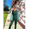 imageOQQ Women Yoga Jumpsuits Ribbed Crew Neck Sleeveless Bell Bottoms Flare JumpsuitsDarkgreen