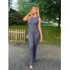 imageOQQ Women Yoga Jumpsuits Ribbed Crew Neck Sleeveless Bell Bottoms Flare JumpsuitsGreyblue