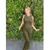 imageOQQ Women Yoga Jumpsuits Ribbed Crew Neck Sleeveless Bell Bottoms Flare JumpsuitsSauerkraut