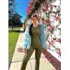 imageOQQ Women Yoga Jumpsuits Ribbed Crew Neck Sleeveless Bell Bottoms Flare JumpsuitsSauerkraut
