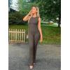 imageOQQ Women Yoga Jumpsuits Ribbed Crew Neck Sleeveless Bell Bottoms Flare JumpsuitsTea Leaf