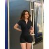 imageOQQ Women Yoga Rompers Ribbed V Neck Stretch Tummy Control Exercise RompersBlack