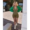 imageOQQ Women Yoga Rompers Workout Ribbed Long Sleeve Zip Front Exercise RompersDrab