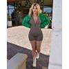 imageOQQ Women Yoga Rompers Workout Ribbed Long Sleeve Zip Front Exercise RompersTea Leaf
