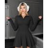 imageOQQ Womens Dress Casual Long Sleeve Elastic Simple ALine Zipper Mini DressBlack