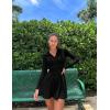 imageOQQ Womens Dress Casual Long Sleeve Elastic Simple ALine Zipper Mini DressBlack