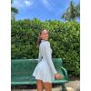 imageOQQ Womens Dress Casual Long Sleeve Elastic Simple ALine Zipper Mini DressGrey