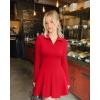 imageOQQ Womens Dress Casual Long Sleeve Elastic Simple ALine Zipper Mini DressRed