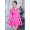 imageOQQ Womens Dress Casual Long Sleeve Elastic Simple ALine Zipper Mini DressRose