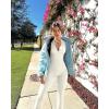 imageOQQ Womens Yoga Jumpsuits Ribbed Long Sleeve Zip Front Sport Bell Bottoms Flare JumpsuitsBeige
