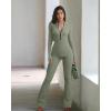 imageOQQ Womens Yoga Jumpsuits Ribbed Long Sleeve Zip Front Sport Bell Bottoms Flare JumpsuitsGreygreen