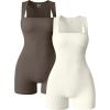 imageOQQ Women 2 Piece Rompers Yoga Stretch Strappy Square Neck Sleeveless Exercise RompersTea Leaf beige