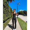 imageOQQ Jumpsuits For Women Ribbed Square Neck Sleeveless Sexy Stretch Flare JumpsuitsBlack
