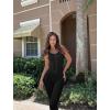 imageOQQ Jumpsuits For Women Ribbed Square Neck Sleeveless Sexy Stretch Flare JumpsuitsBlack